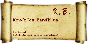 Kovács Benáta névjegykártya